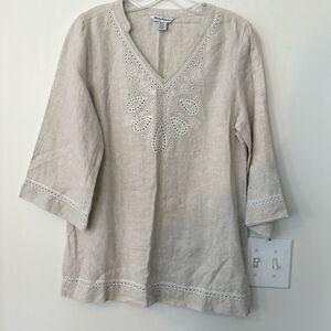 Tommy Bahama Linen Embroidered Tunic S
